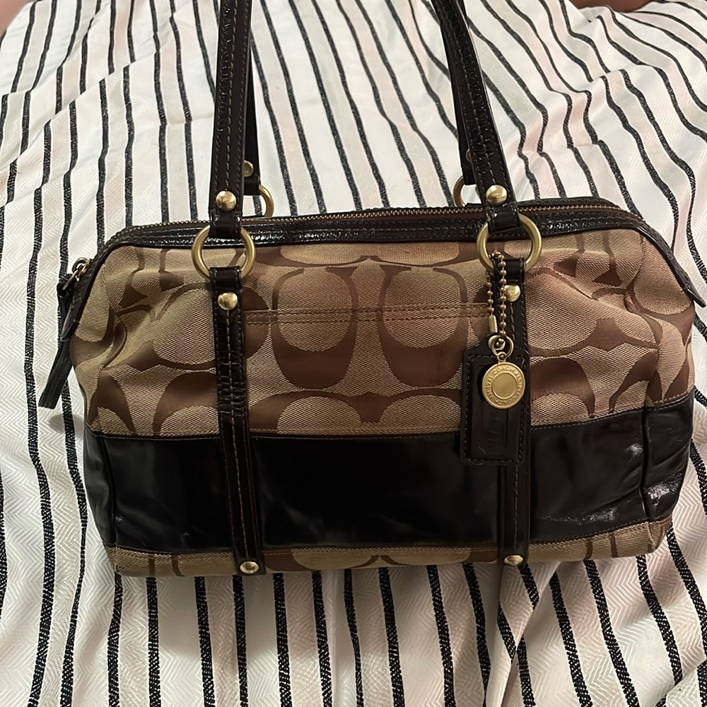 Coach Brown and Black Signature Bag